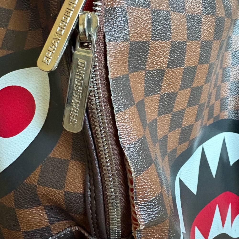 Sprayground original Brown Shark Checkerboard Backpack - Picture 5 of 5